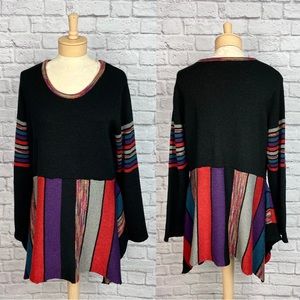 Vintage Color Block Black Sweater Size 1X